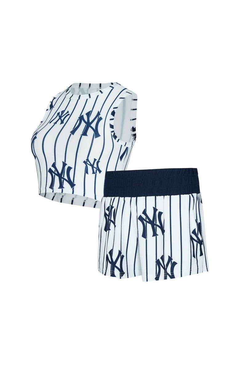CONCEPTS SPORT Women's Concepts Sport  White New York Yankees Pinstripe Record Tank & Short Set, Alternate, color, White