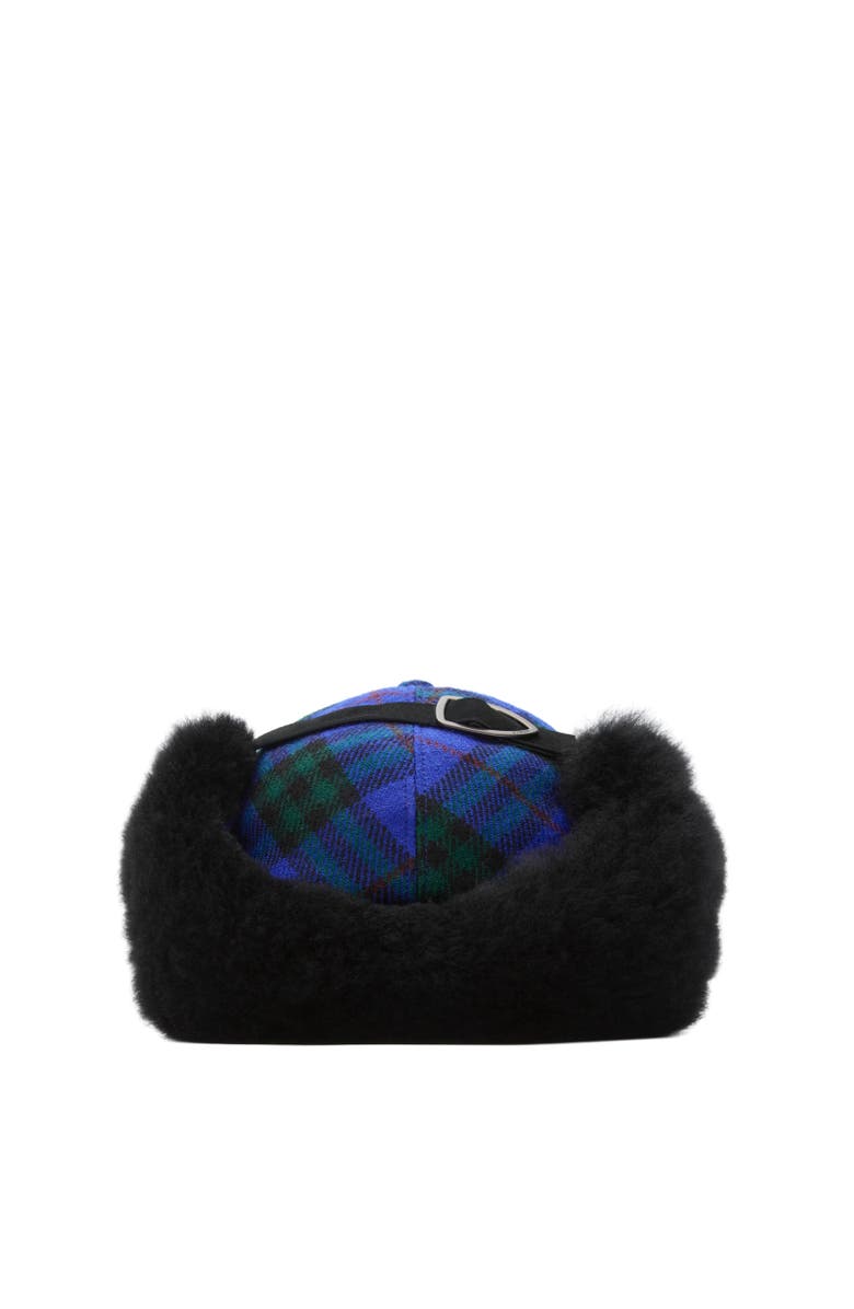 Burberry Check Wool Trapper Cap, Alternate, color, Knight Blue