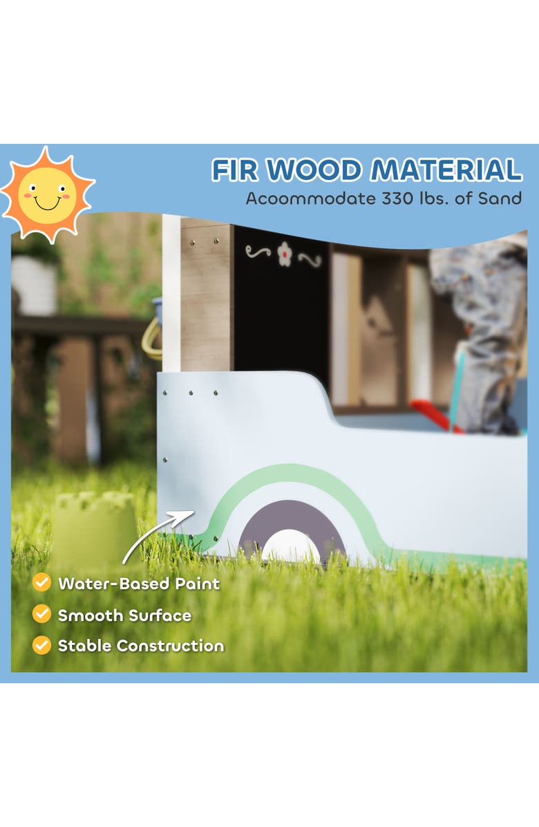 Qaba Kids Wooden Sandbox with Canopy, Grocery Store & Bench Seats, Alternate, color, Blue