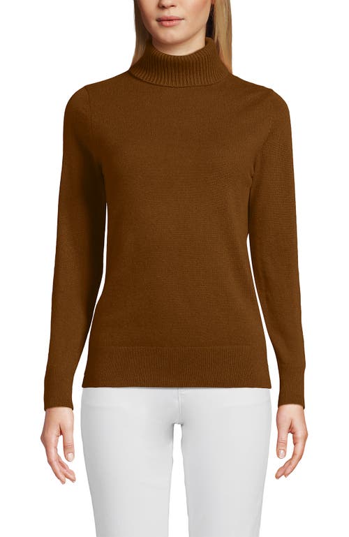 Lands' End Cashmere Turtleneck Sweater In Brown
