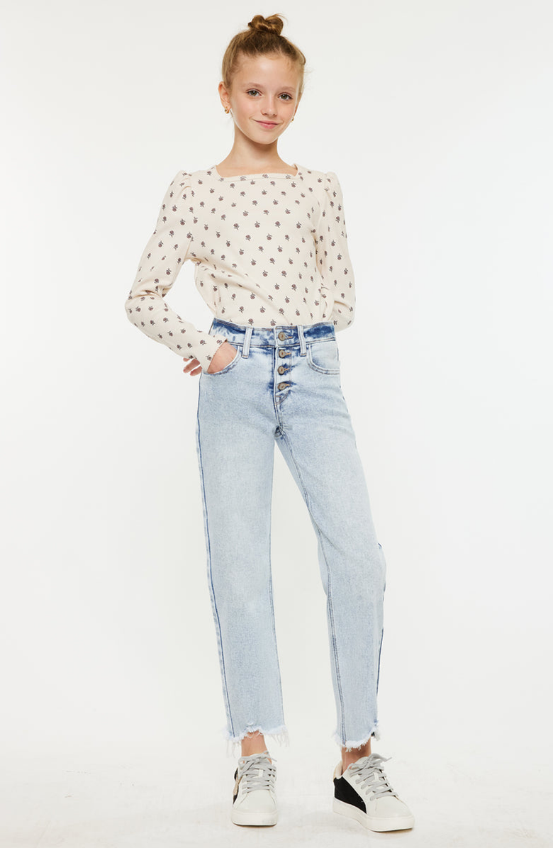 KanCan Maggy High Rise Cropped Straight Jeans, Alternate, color, Acid Wash