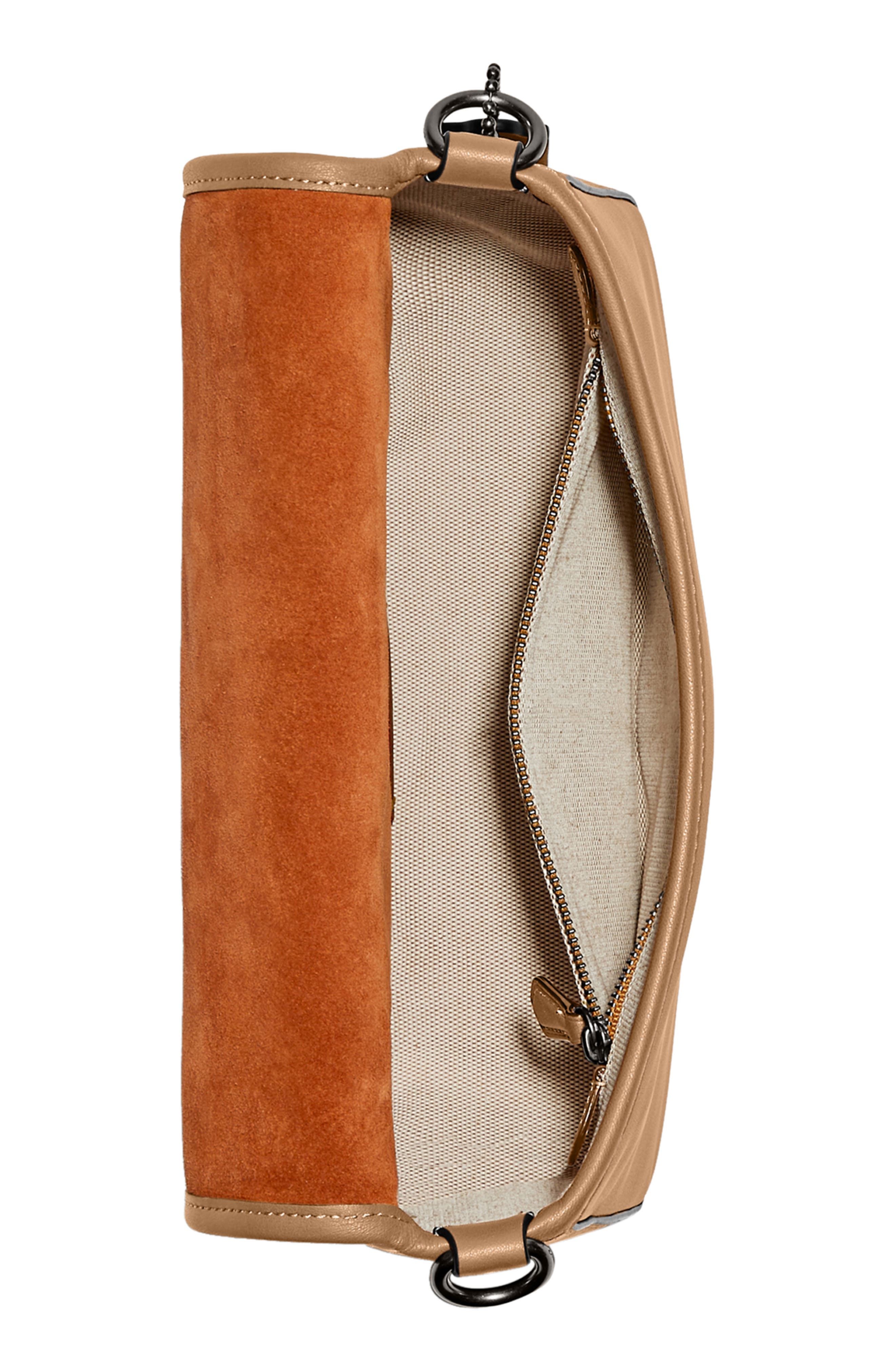 COACH Leather & Suede Shoulder Bag, Alternate, color, 