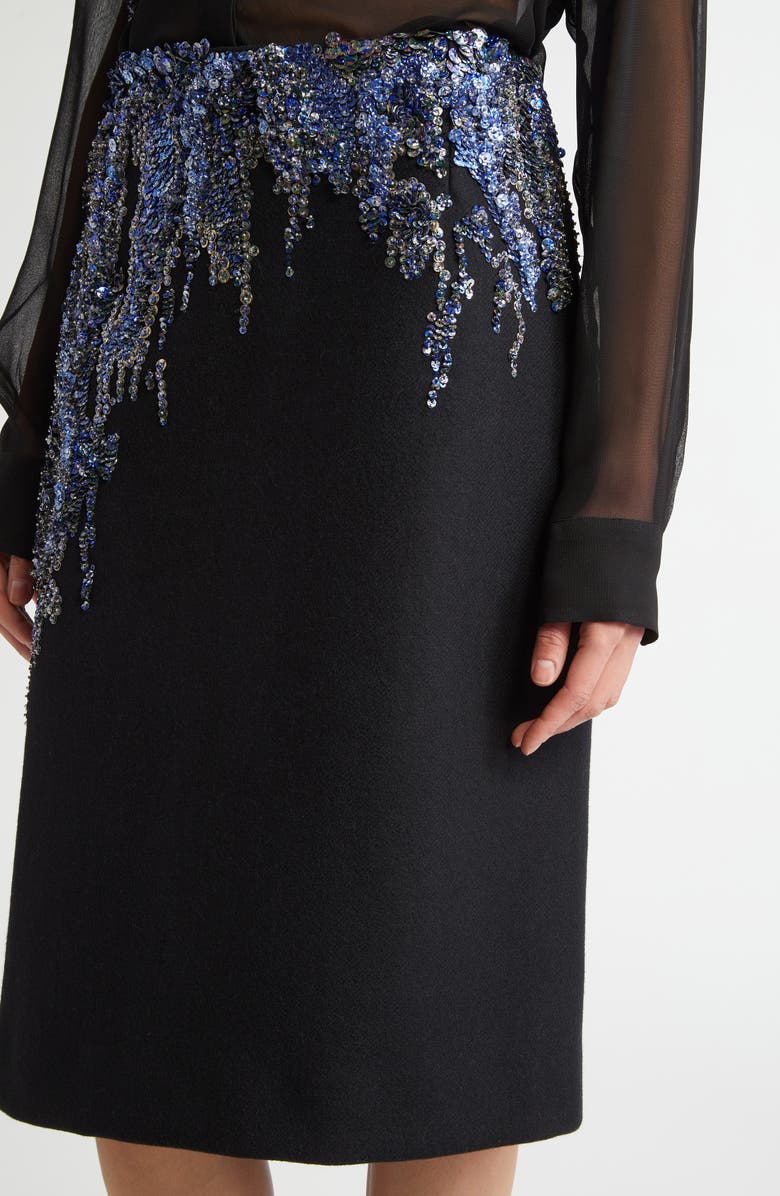 Dries Van Noten Sequin Embroidered Pencil Skirt, Alternate, color, Black