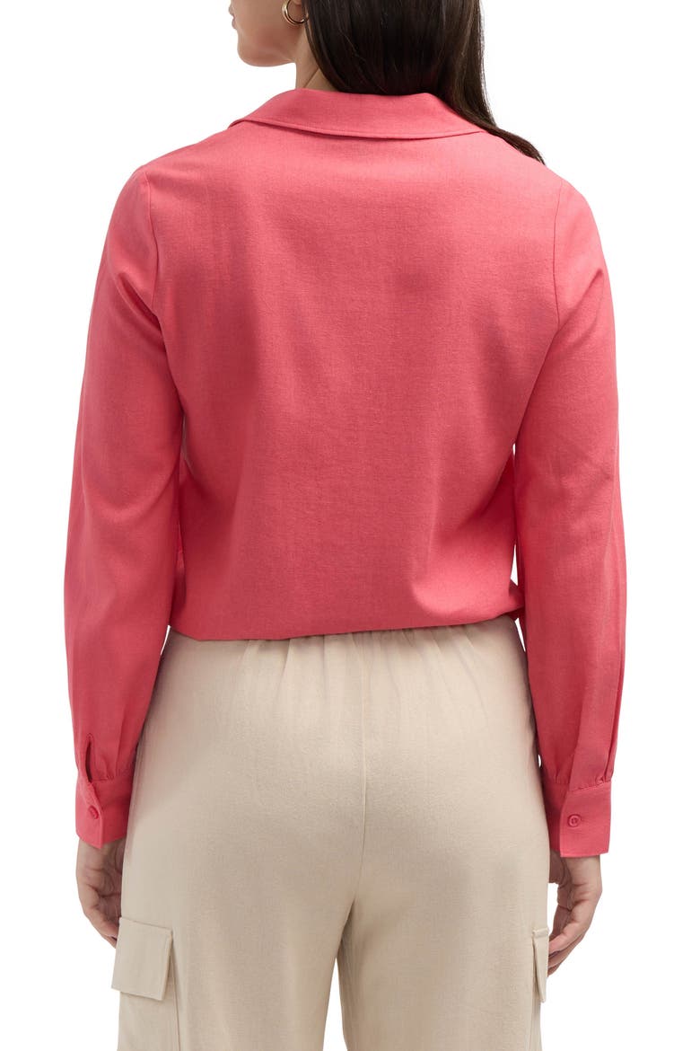 Tie Front Shirt, Alternate, color, CORAL