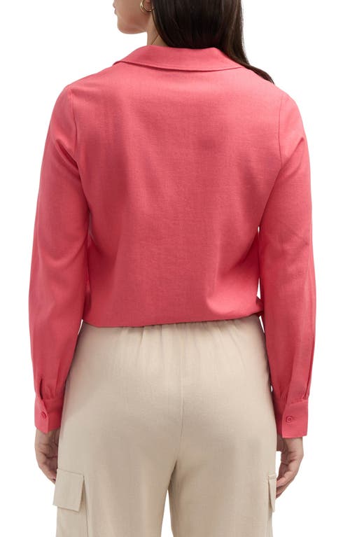 Ellen Tracy Tie Front Shirt In Coral
