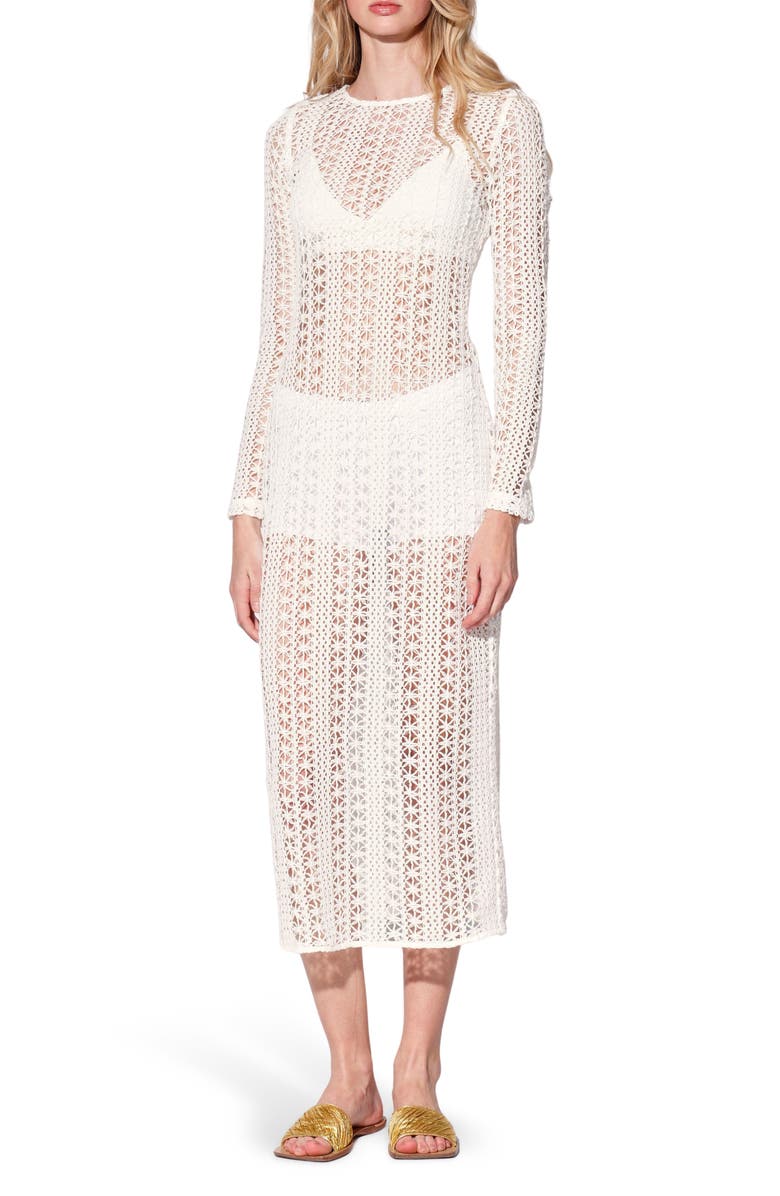 Walter Baker Ira Long Sleeve Open Stitched Dress, Main, color, White