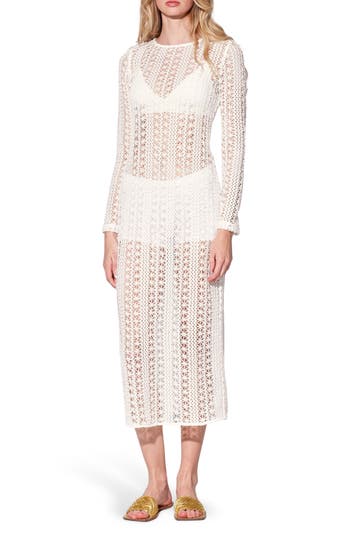 Walter Baker Ira Long Sleeve Open Stitched Dress In White