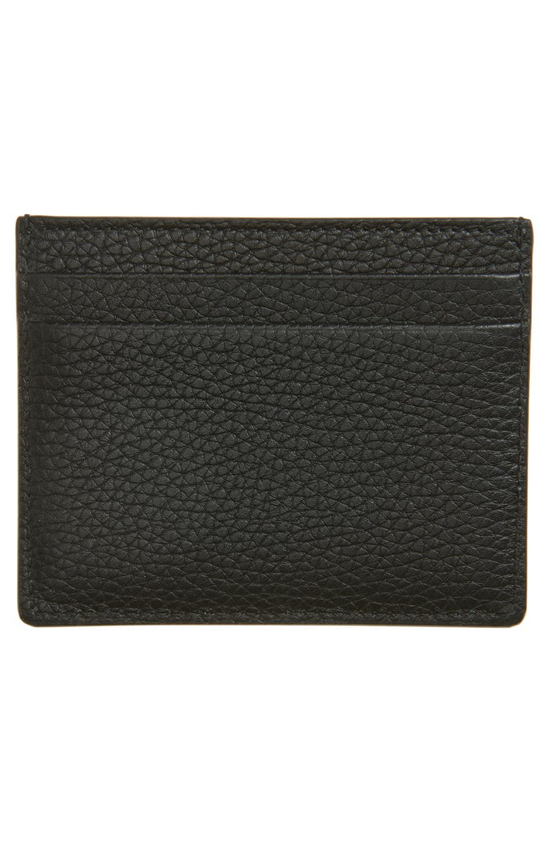 Valentino Rockstud Leather Card Holder, Alternate, color, Black