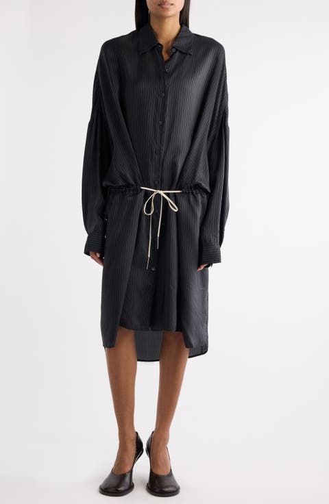 Dindia Tonal Stripe Long Sleeve Shirtdress