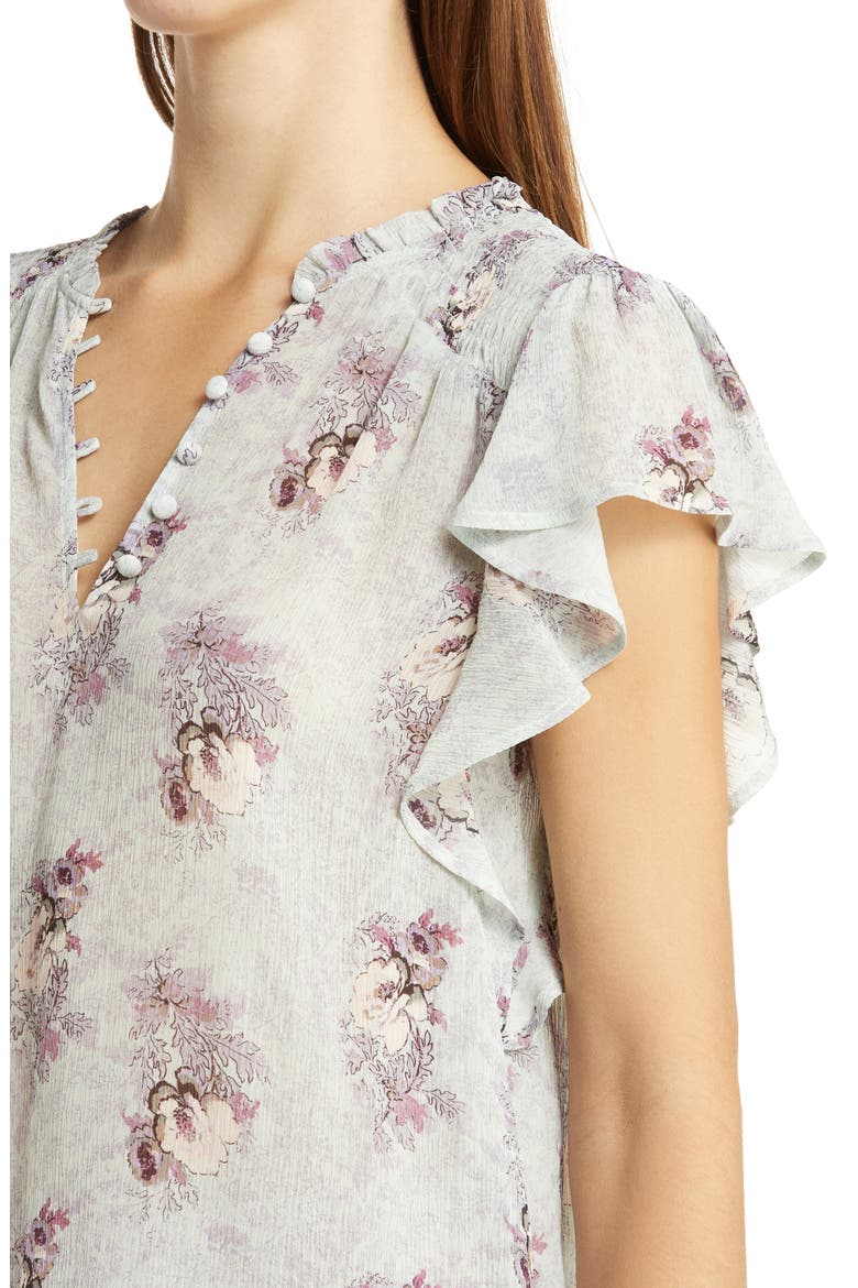 Dewan Floral Print Silk Top, Alternate, color, DAIQUIRI ICE MULTI