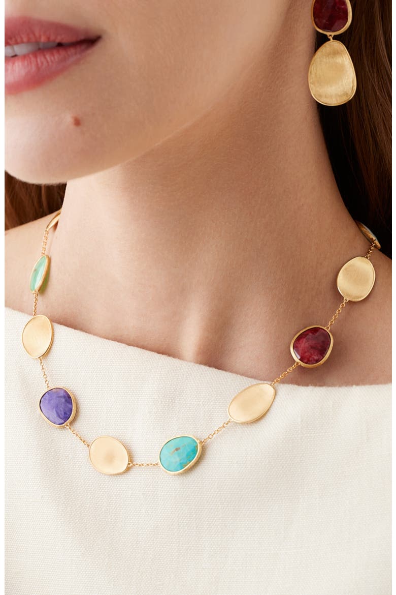 Lunaria Turquoise Station Collar Necklace, Alternate, color, GOLD/ MIX