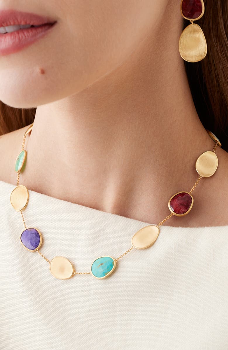 Marco Bicego Lunaria Turquoise Station Collar Necklace, Alternate, color, 