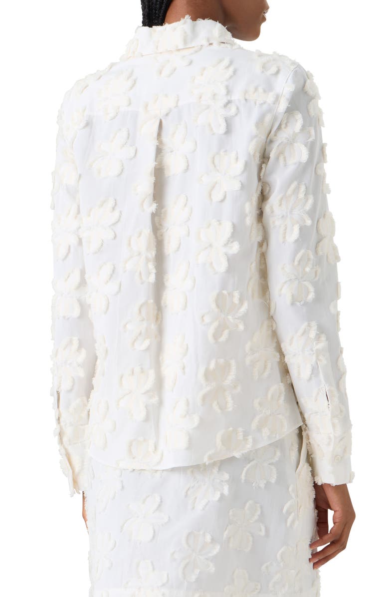 Akris punto Floral Cotton Jacquard Button-Up Shirt, Alternate, color, Cream Ivory