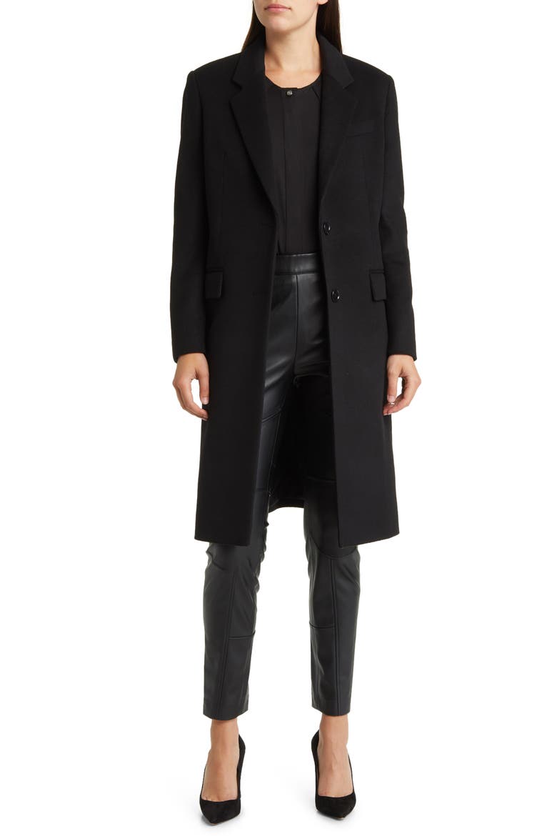 Catara Virgin Wool & Cashmere Coat, Main, color, BLK