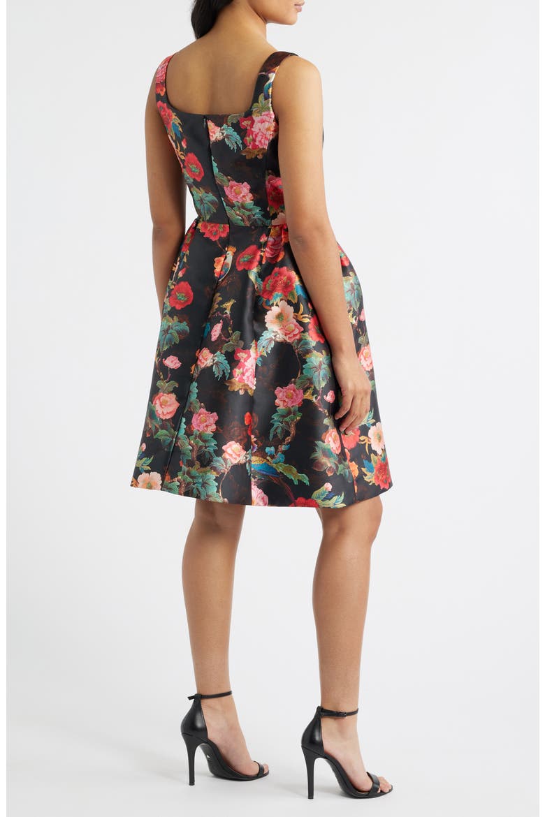 Sleeveless Fit & Flare Cocktail Dress, Alternate, color, BLACK MULTI