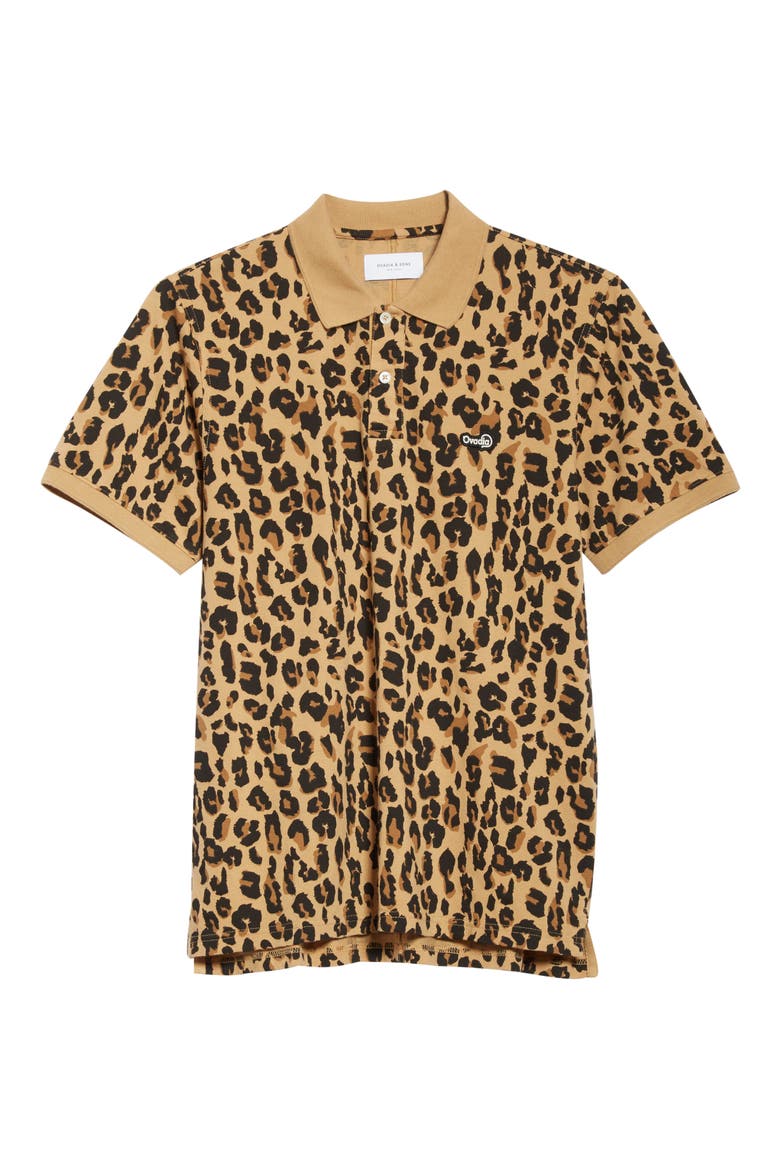 Leopard Piqué Polo, Alternate, color, CAMEL