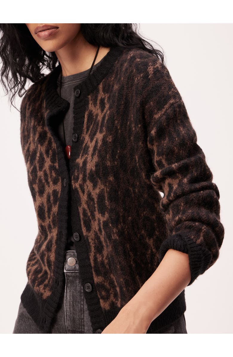 Hush Animal Jacquard Cardigan With Mohair, Alternate, color, Black Brown Animal