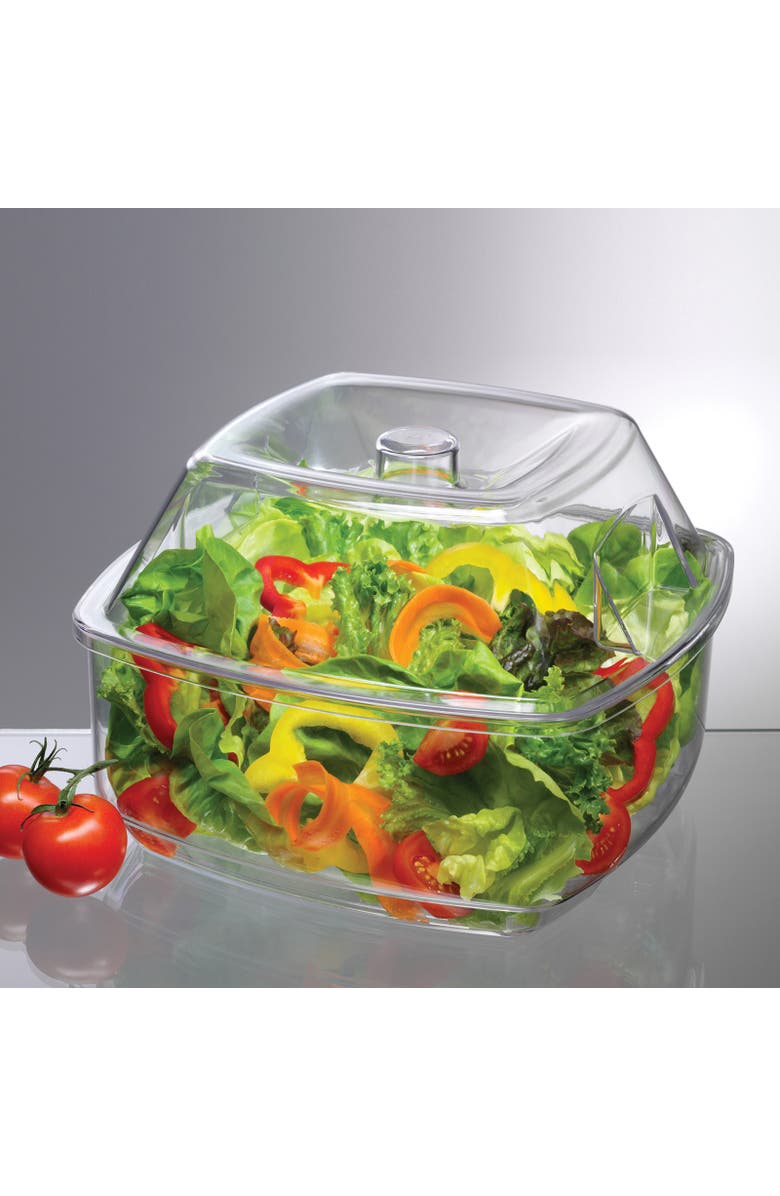 PRODYNE Acrylic Flip Salad On Ice Bowl with Lid, Piece Set, 10-Inch, Alternate, color, Clear