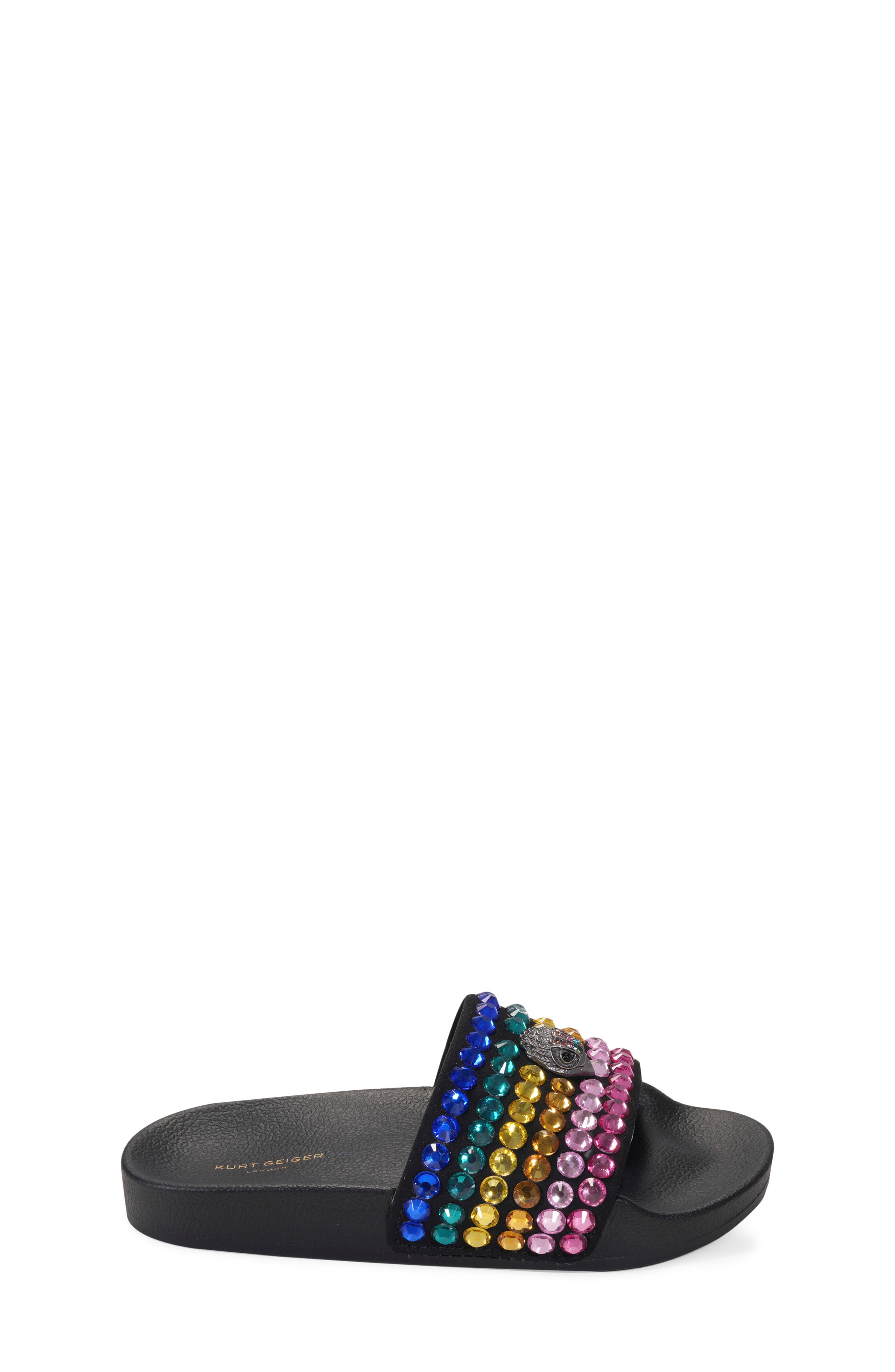 Kurt Geiger London Kids' Mini Meena Eagle Slide Sandal, Alternate, color, Black Rainbow