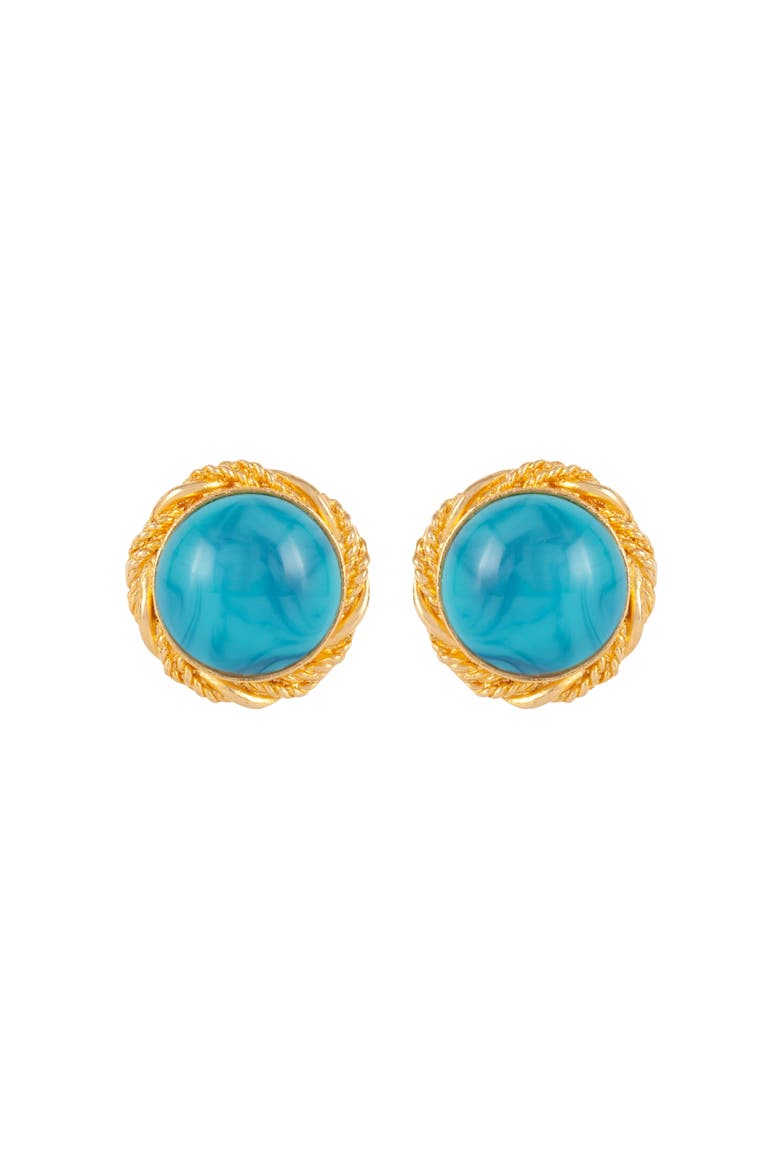 1980s Vintage Turquoise Clip-On Earrings, Main, color, Turquoise