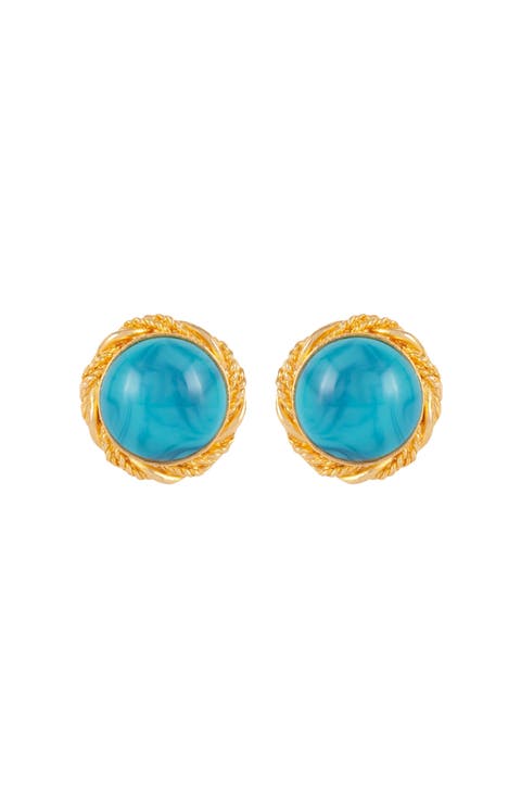 1980s Vintage Turquoise Clip-On Earrings