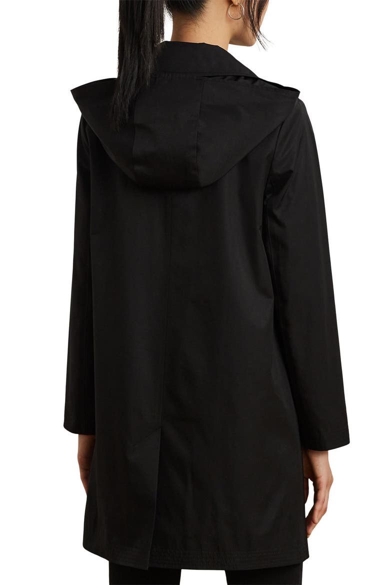 Balmacaan Hooded Raincoat, Alternate, color, BLACK
