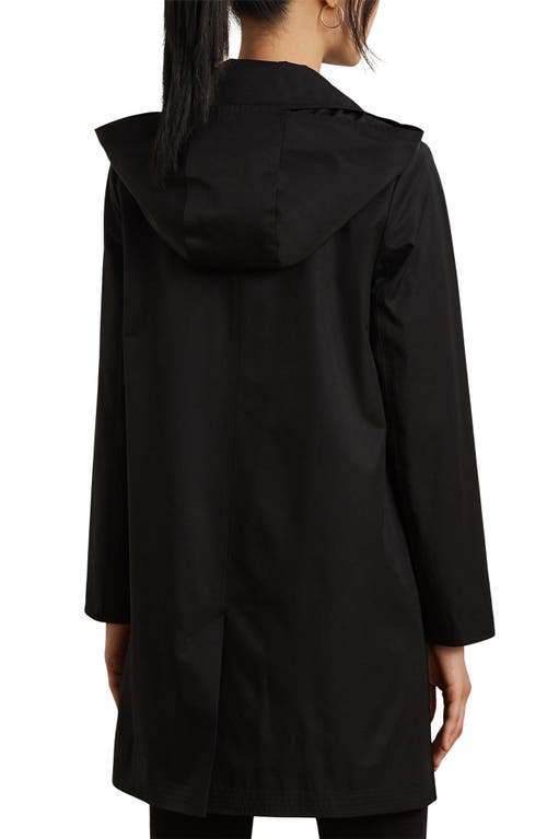 Ralph Lauren Lauren Longline Raincoat With Removable Hood In Black