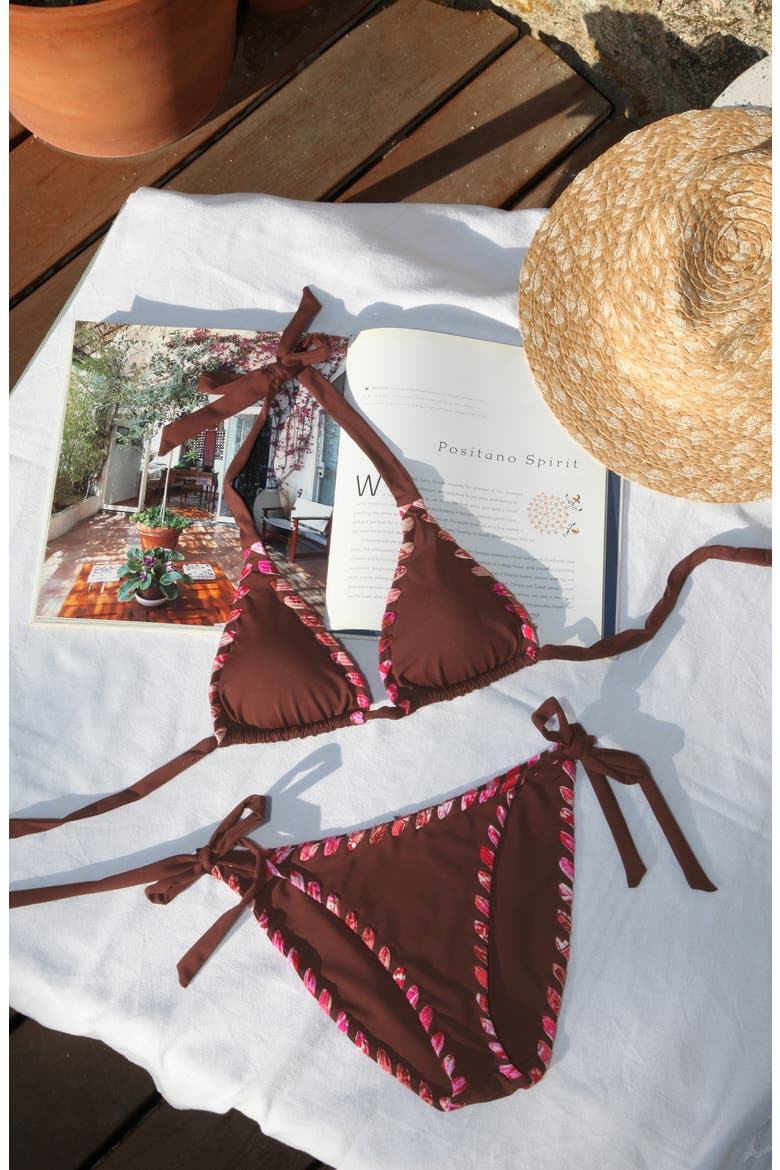 On the Edge Side Tie Bikini Bottoms, Alternate, color, MOCHA