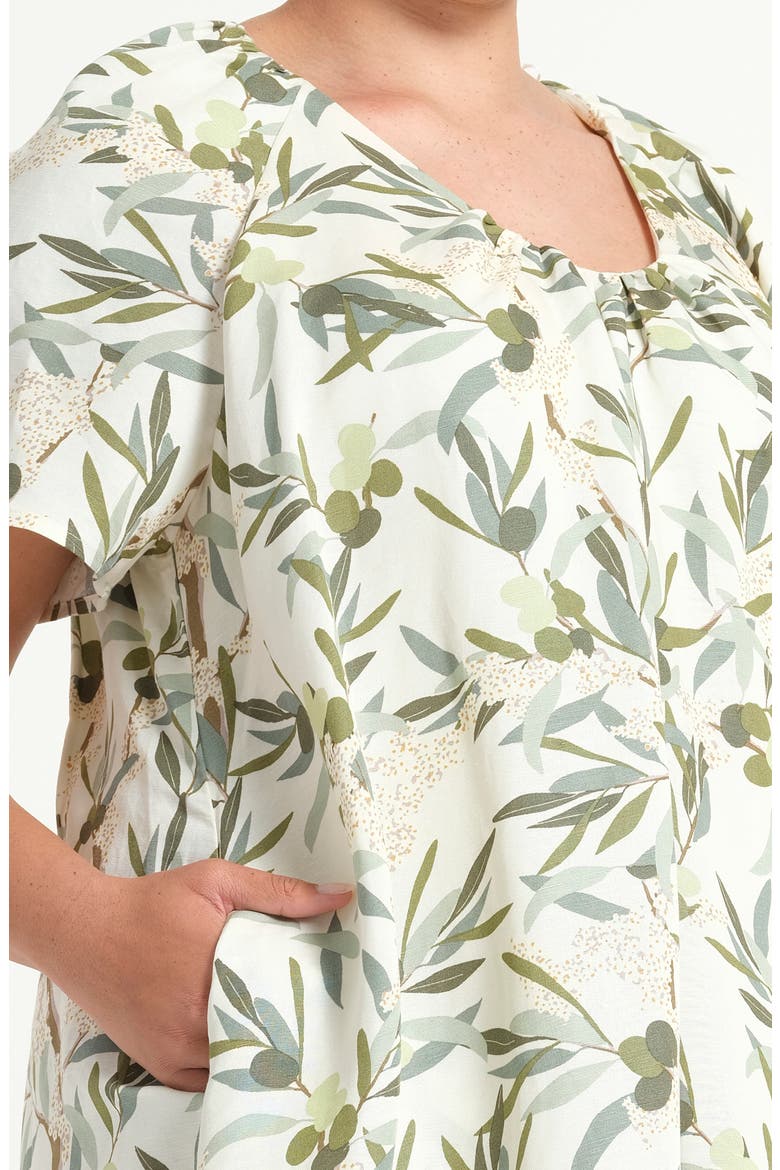 Oliviana Leaf Print Shift Dress, Alternate, color, OLEA