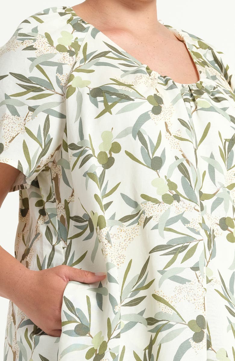 Estelle Oliviana Leaf Print Shift Dress, Alternate, color, Olea