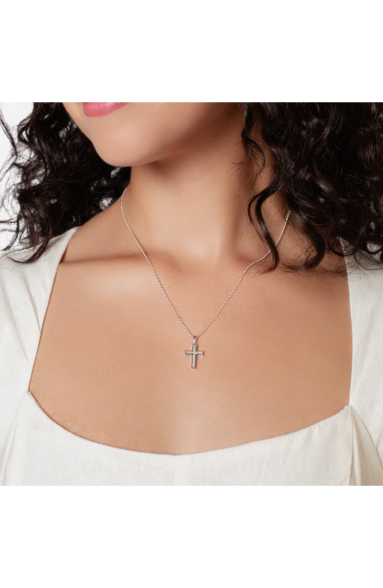 Rizen Jewelry Luminous Cross Pendant Necklace, Alternate, color, Sterling Silver