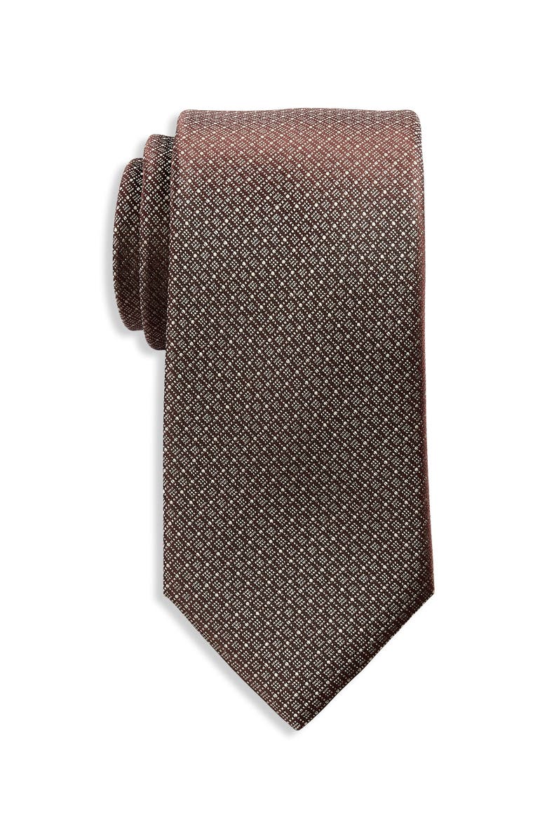 Michael Kors Archer Mini Grid Patterned Tie, Main, color, Camel