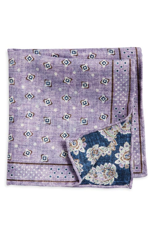 Shop Edward Armah Dot & Paisley Reversible Silk Pocket Square In Lavender