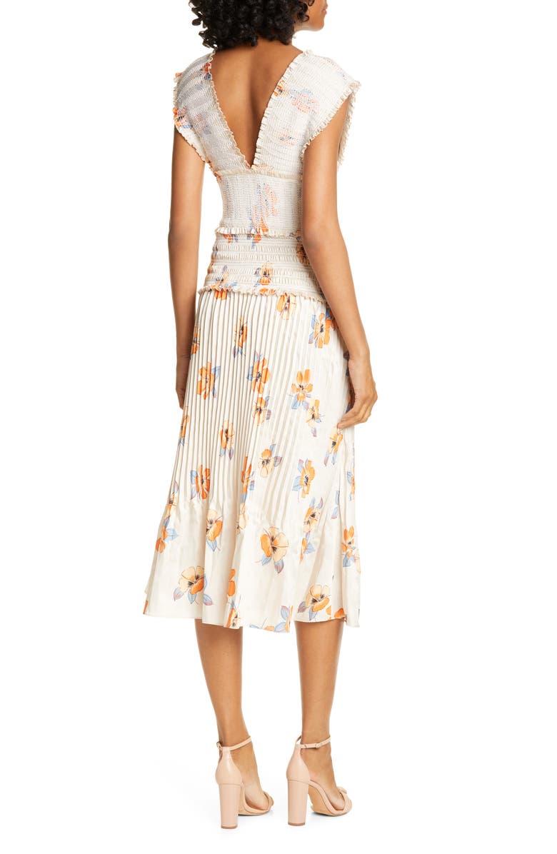 NICHOLAS Smocked Midi Dress, Alternate, color, 