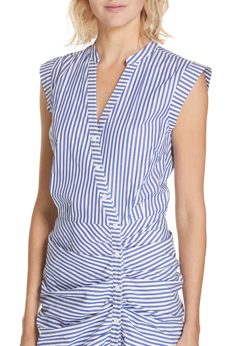 Ruched Stripe Shirtdress, Alternate, color, BLUE/WHITE STRIPE