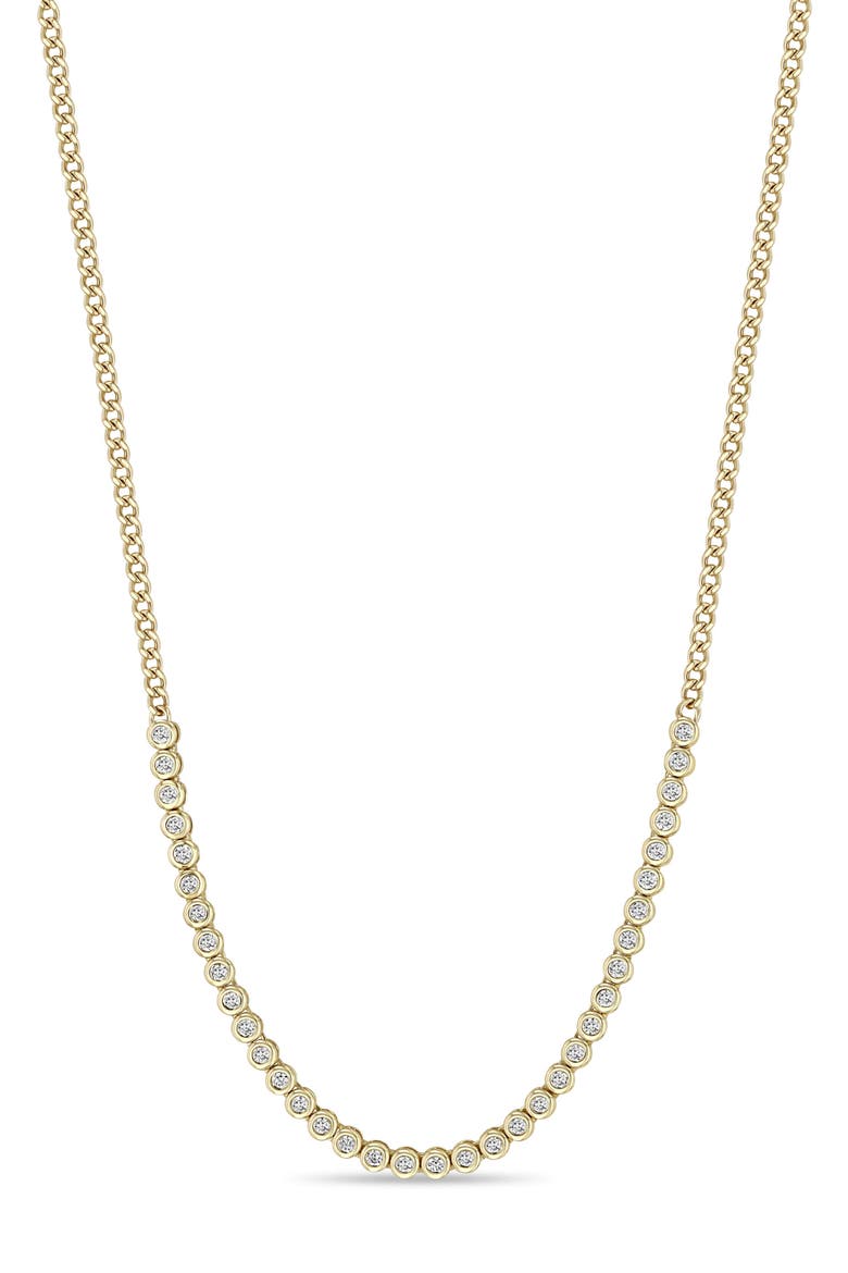 XS Diamond Bezel Curb Chain Necklace, Main, color, 14K YELLOW GOLD