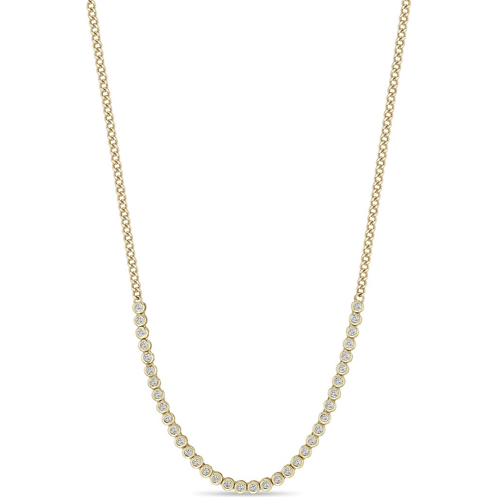 Zoë Chicco Xs Diamond Bezel Curb Chain Necklace In 14k Yellow Gold