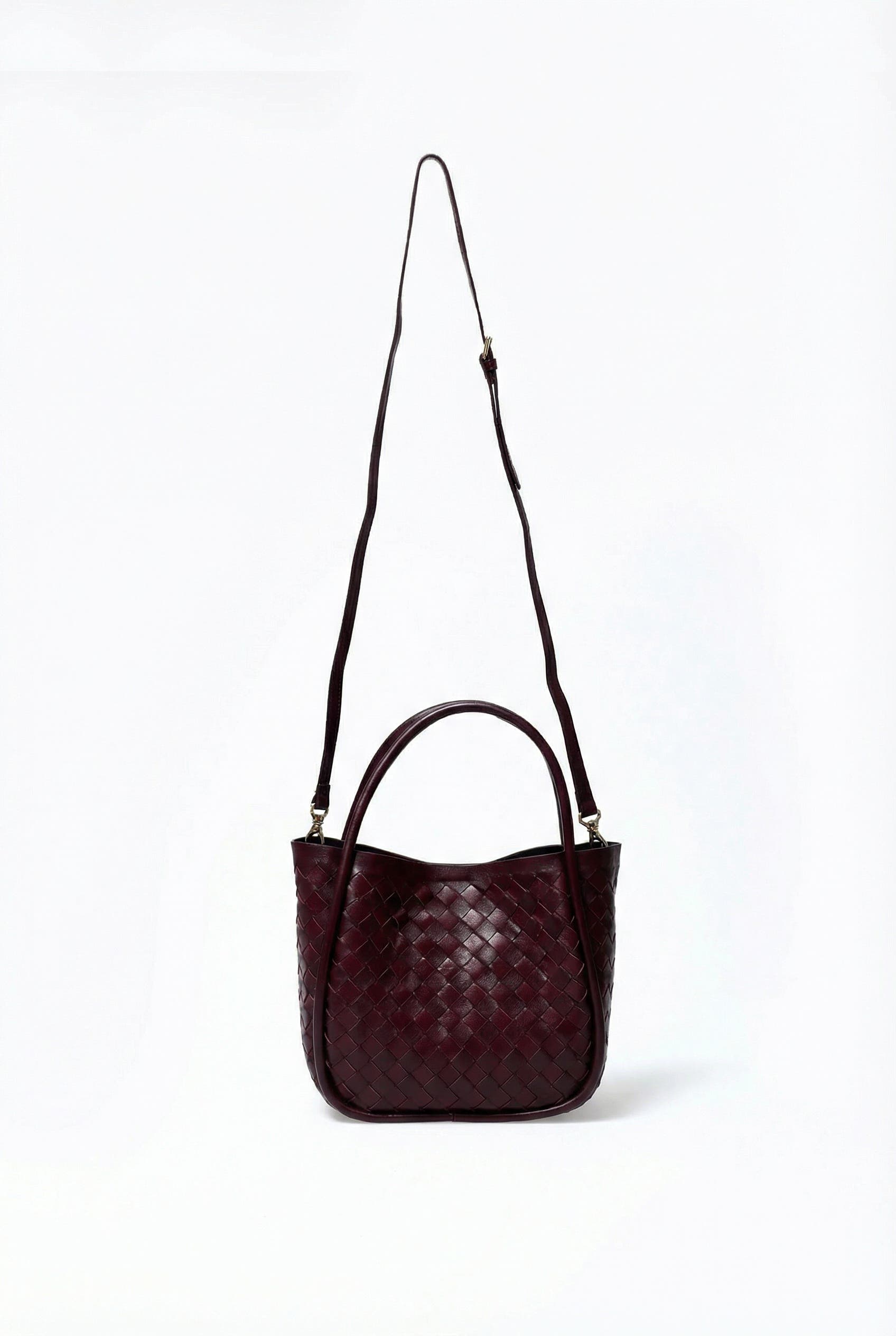 FURNIQ UK Portland Woven Leather Top Handle Bag, Alternate, color, Burgundy