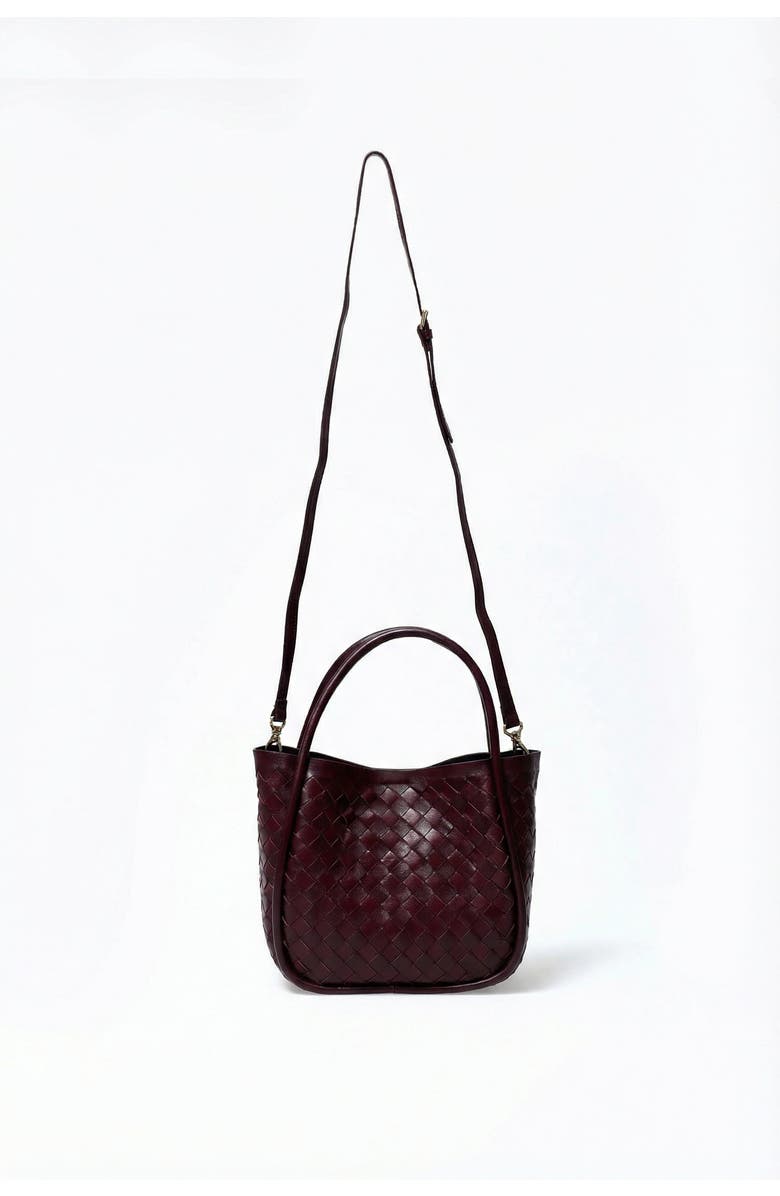 FURNIQ UK Portland Woven Leather Top Handle Bag, Alternate, color, Burgundy
