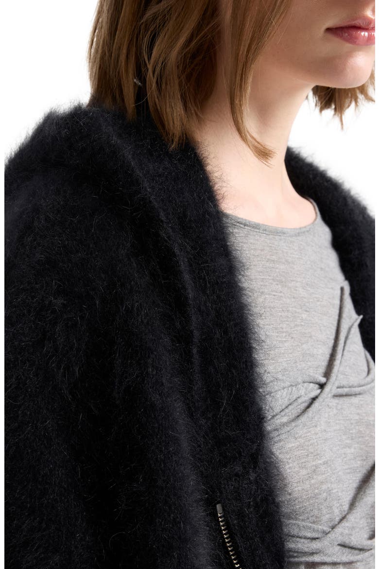 Fuzzy Zip Hoodie, Alternate, color, ANGORA SABLE