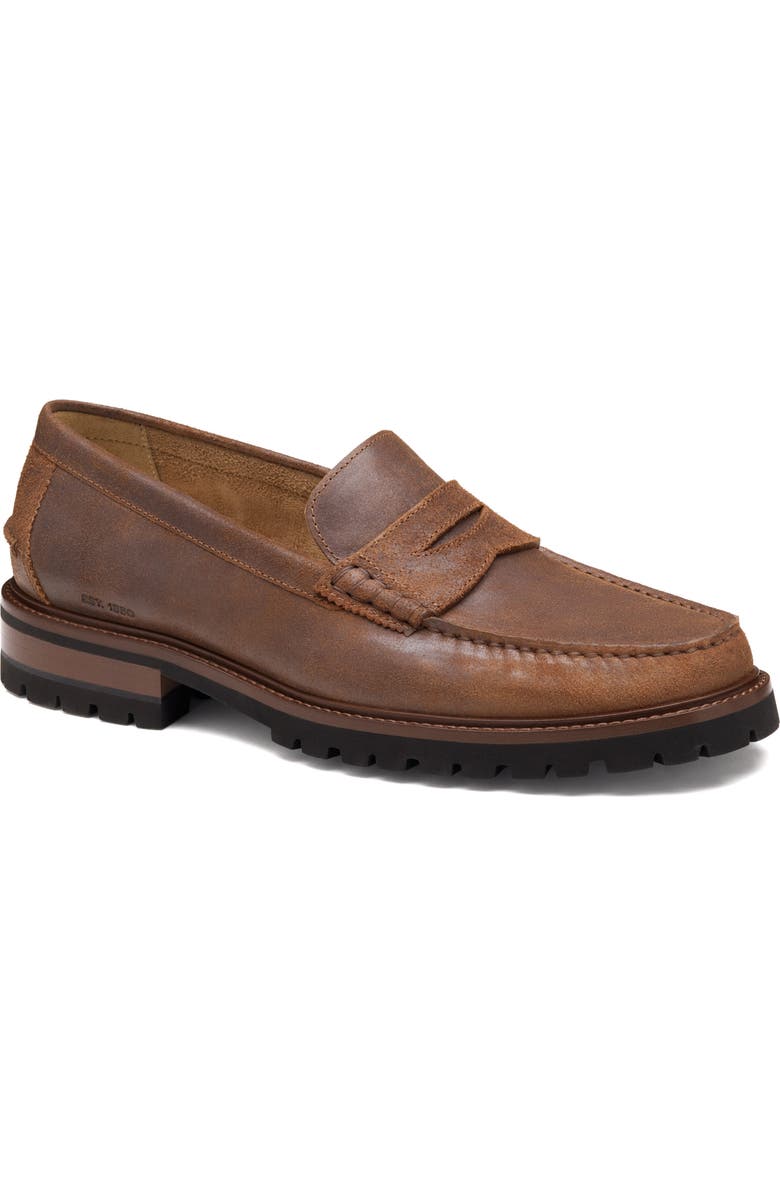Johnston & Murphy Collier Penny Loafer, Main, color, Brown Bomber Leather