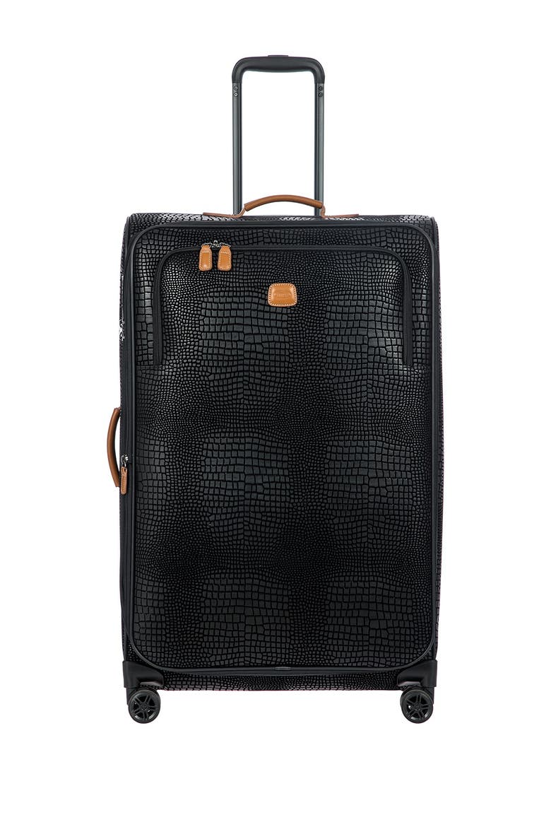 My Safari 28-Inch Expandable Croc Embossed Carry-On Spinner Luggage, Alternate, color, BLACK