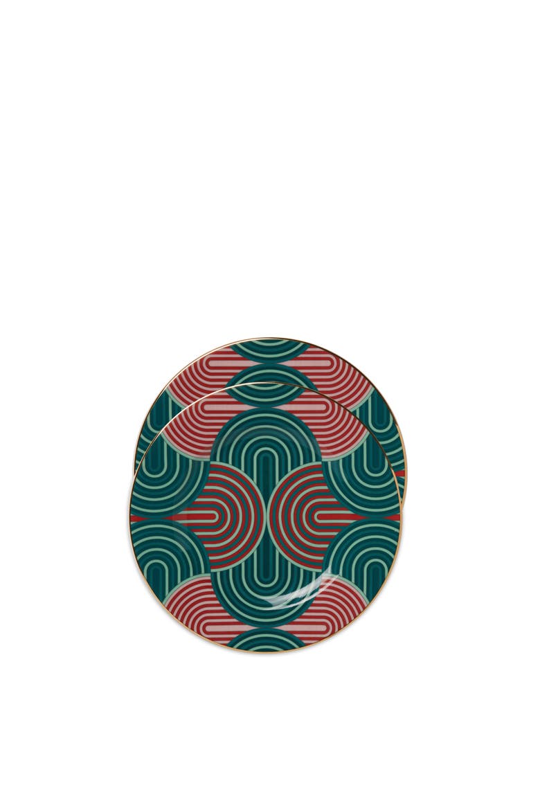 Dessert Plates Set Of 2 Slinky Verde Green, Main, color, Slinky Verde Green