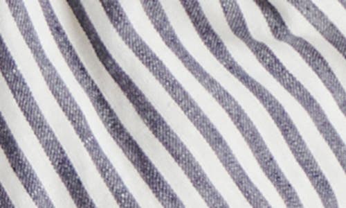 Steve Madden Kosta Stripe Crossover Peplum Cotton & Linen Top In Blue