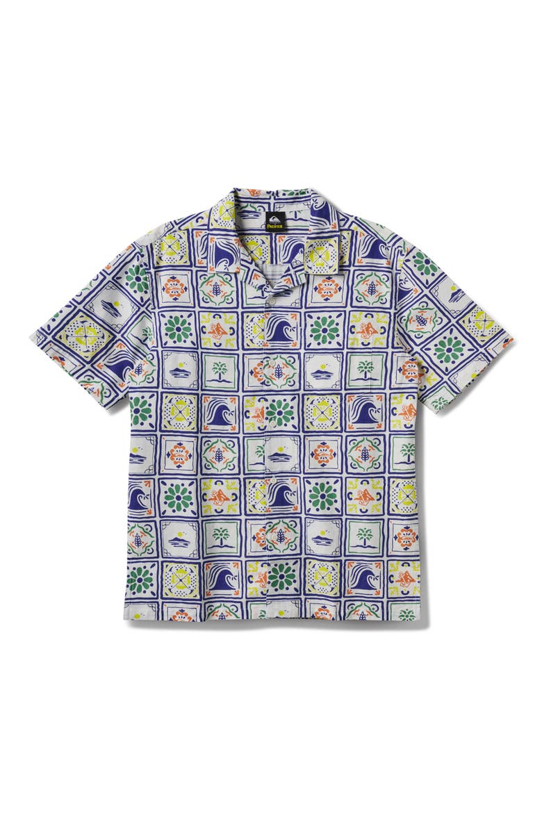 x Pacifico Baja Casual Short Sleeve Cotton & Linen Button-Up Shirt, Main, color, OFF WHITE