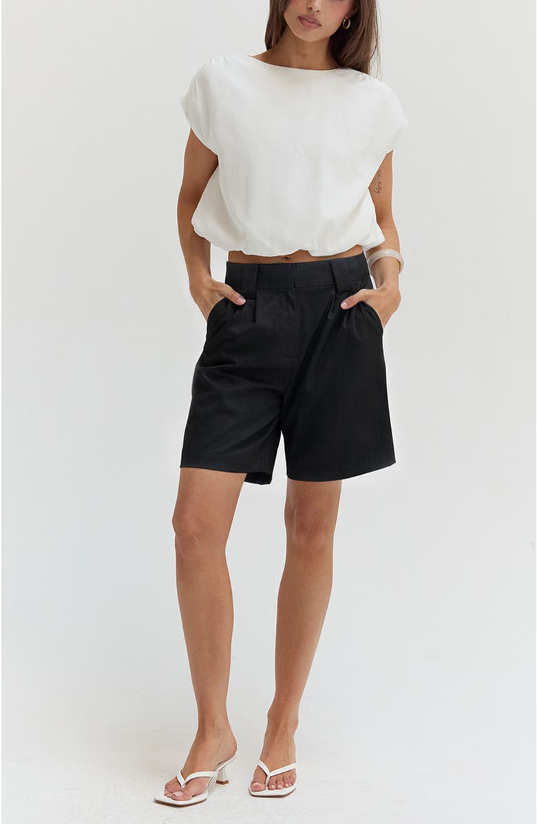 CRESCENT Tailored Trouser Shorts, Alternate, color, Black