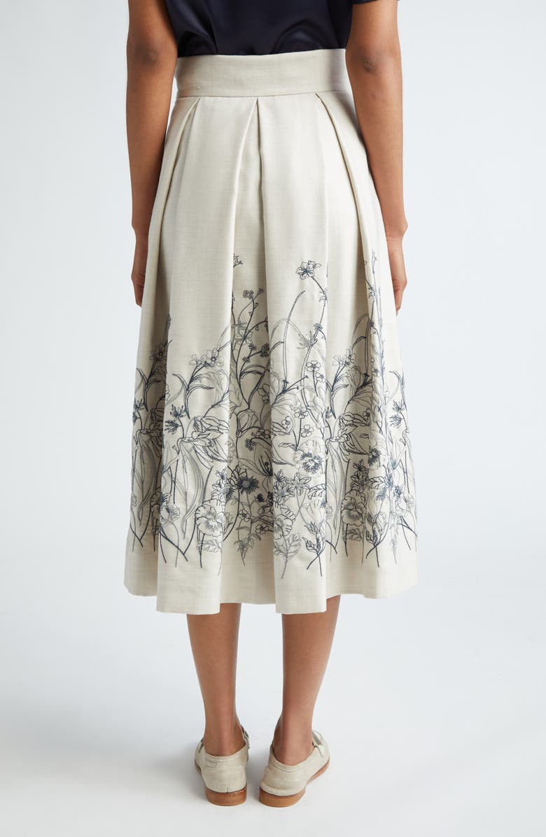 Eleventy Floral Embroidered Pleated Midi Skirt, Alternate, color, 
