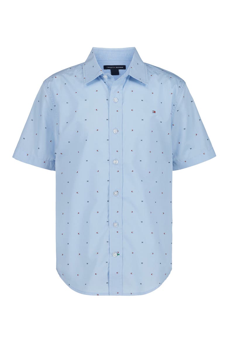 Kids' Tommy Flag Short Sleeve Button-Up Shirt, Main, color, CHAMBRAY BLUE
