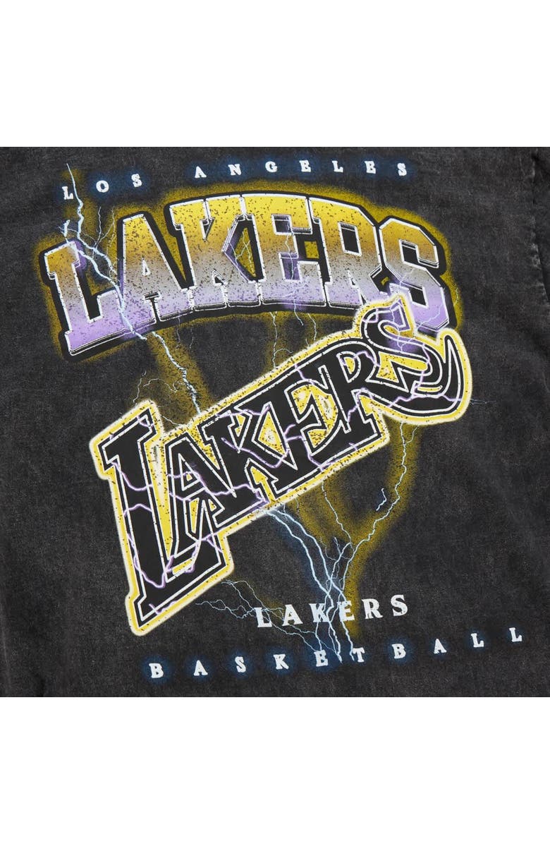 Mitchell & Ness Unisex Mitchell & Ness Black Los Angeles Lakers Hardwood Classics Vintage Voltage Premium Heavyweight T-Shirt, Alternate, color,
