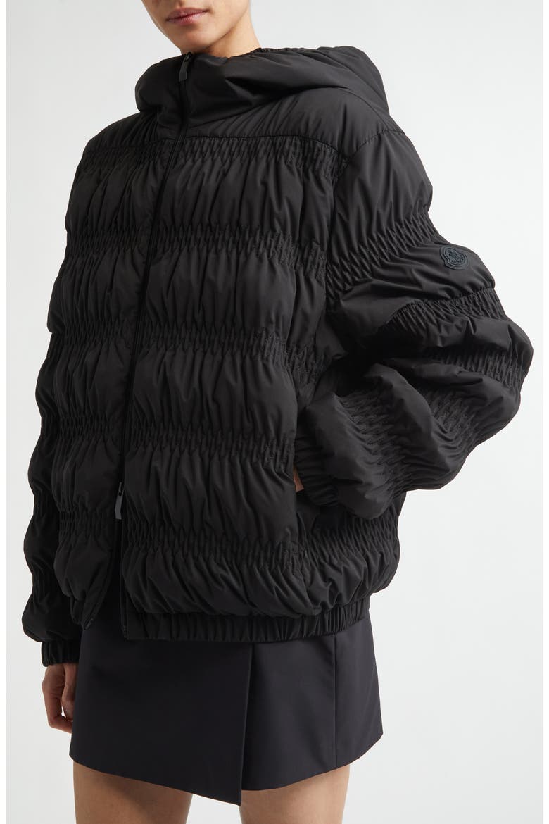 Noyer Gathered Quilted Down Jacket, Alternate, color, BLACK